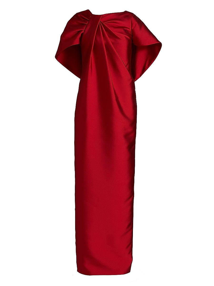 Women's Meryl Draped Satin Gown - Ruby - Size 2