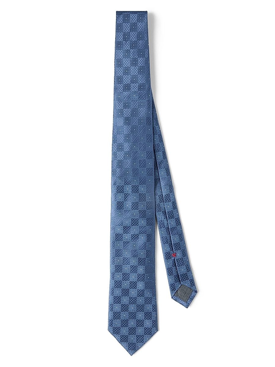 Men's Silk Textured Pattern Tie - Denim