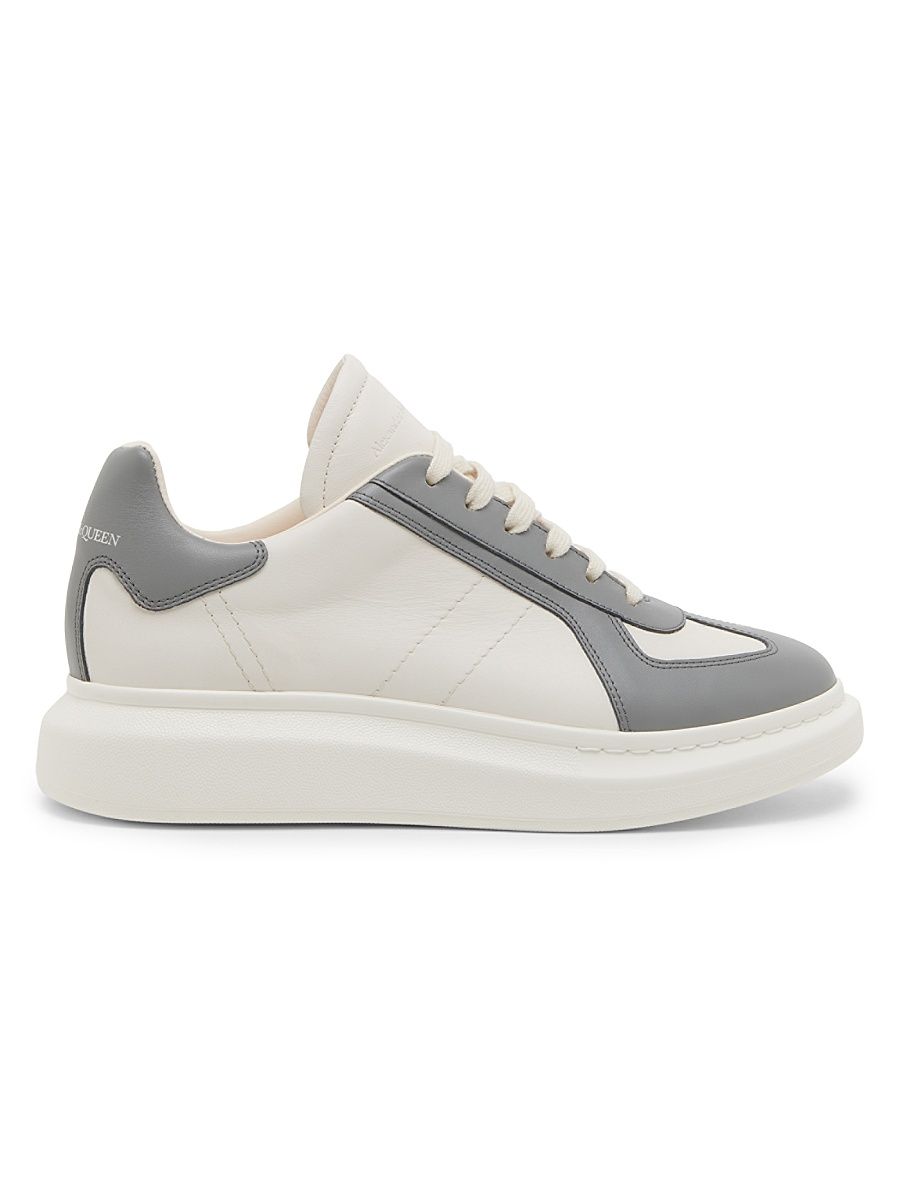 Men's Leather Retro Oversized Sneakers - Off White Grey - Size 13