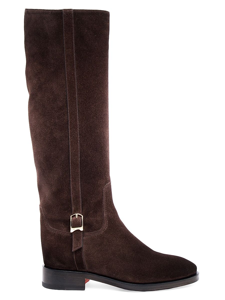 Women's Suede Buckle Equestrian Boots - Dark Brown - Size 6
