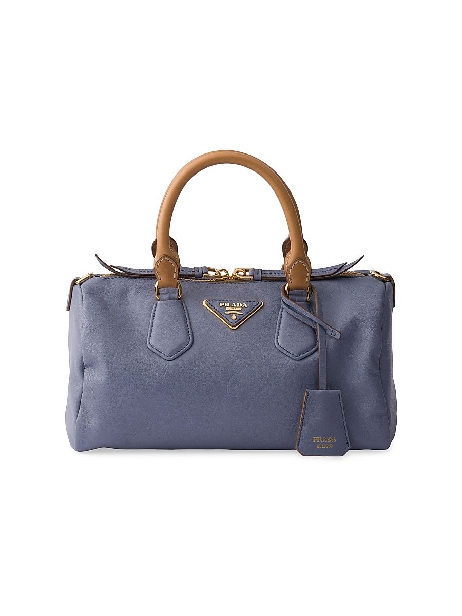 Women's Small Leather Top-Handle Bag - Blue