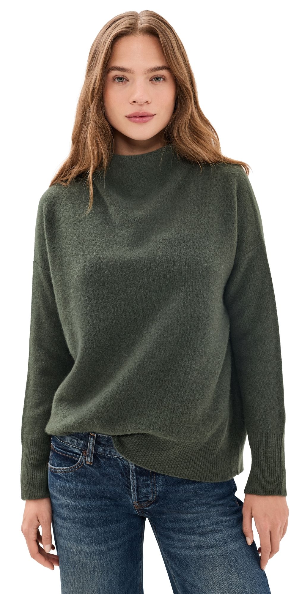 Vince Cashmere Funnel Neck Pullover Dark Moss M