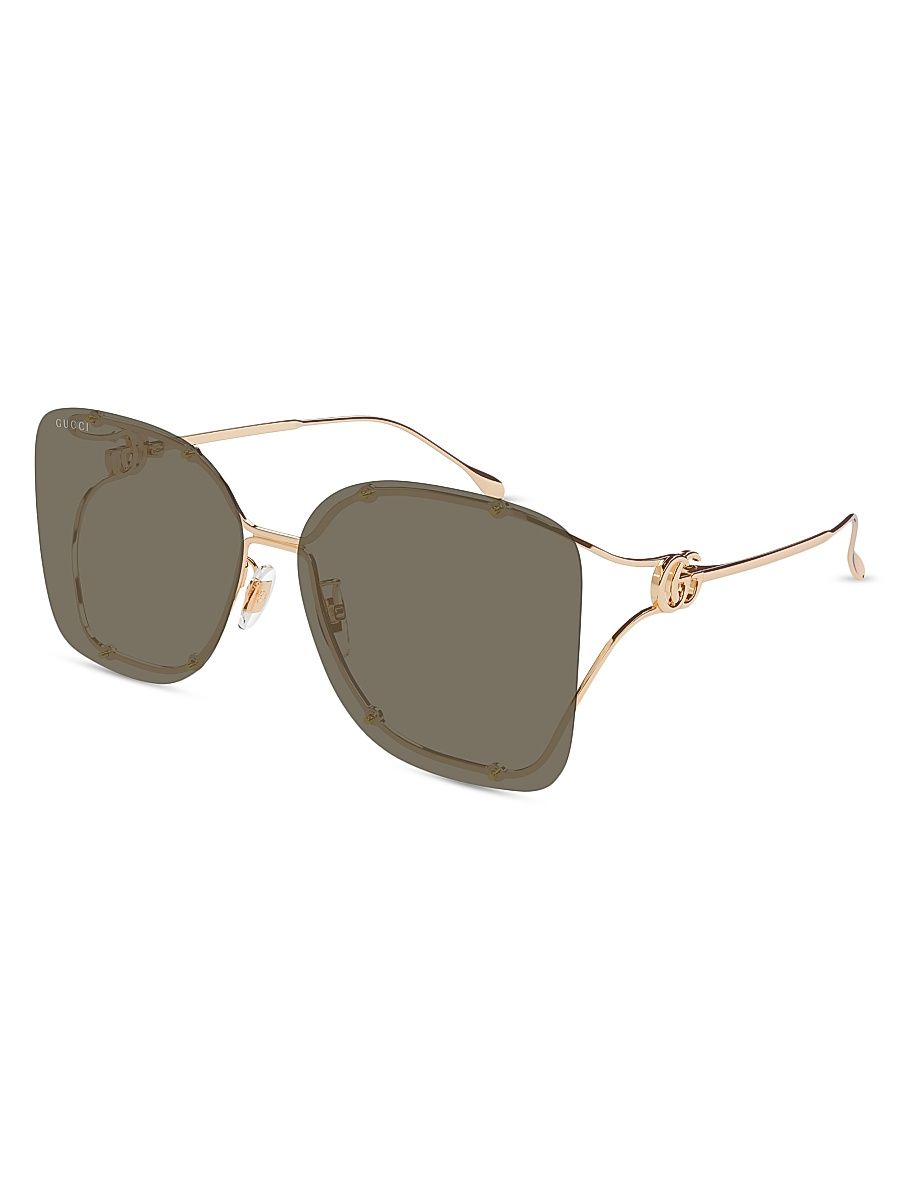 Women's Flat & Bend 60MM Squared Sunglasses - Dark Taupe Gold