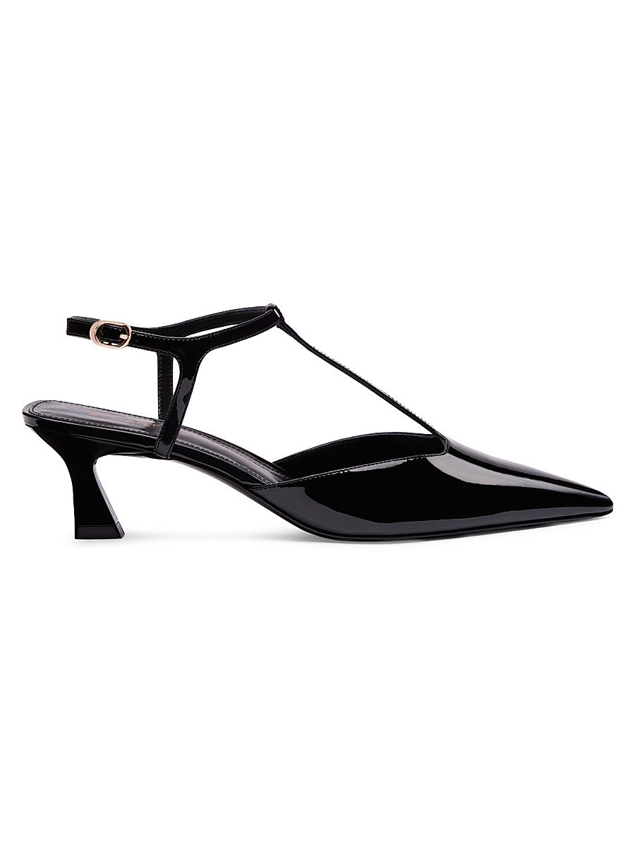 Women's Vinnie 50MM Patent Leather T-Strap Pumps - Black - Size 9.5