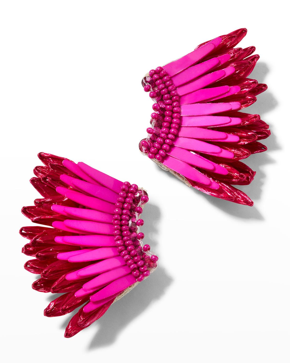 Mini Raffia Madeline Earrings, Magenta