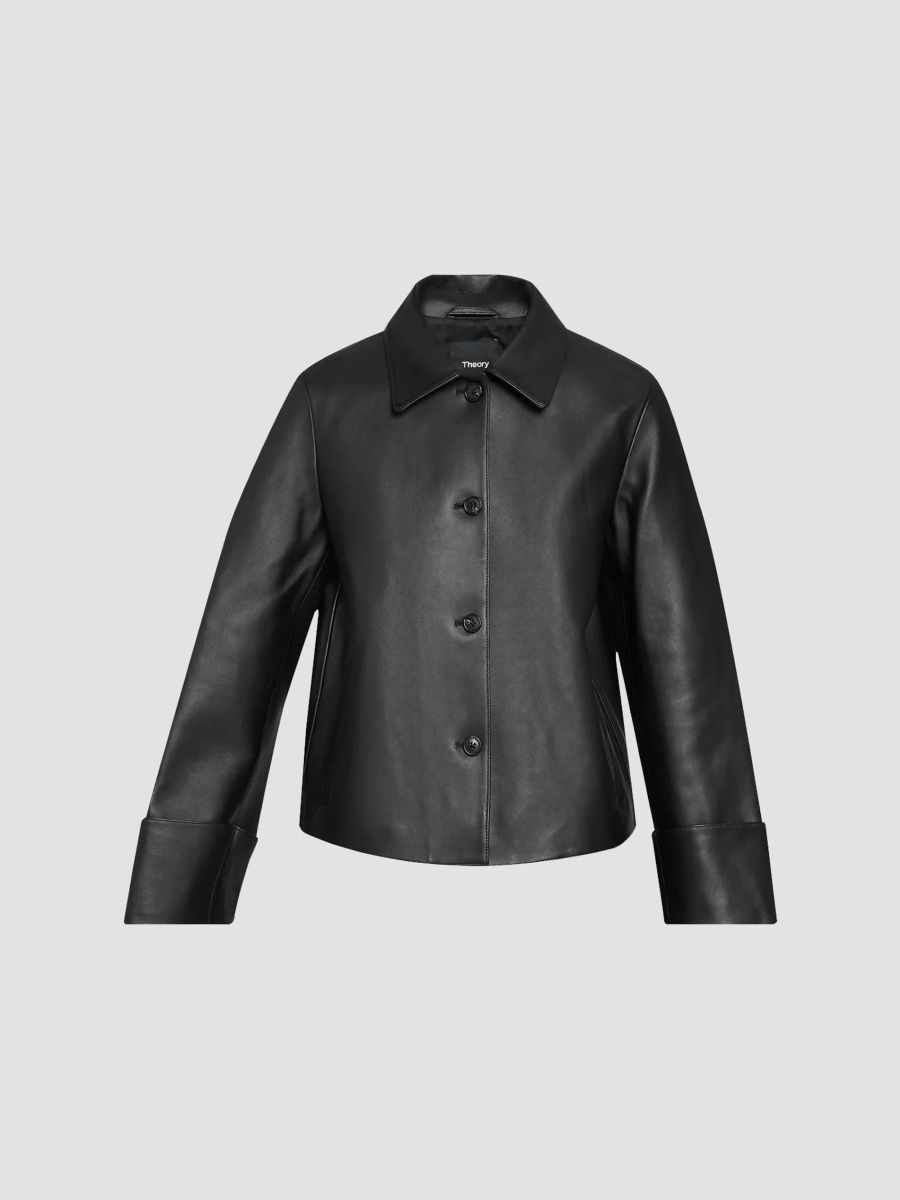 Theory Women's Boxy Fit Cuff Jacket - Black - Size XL