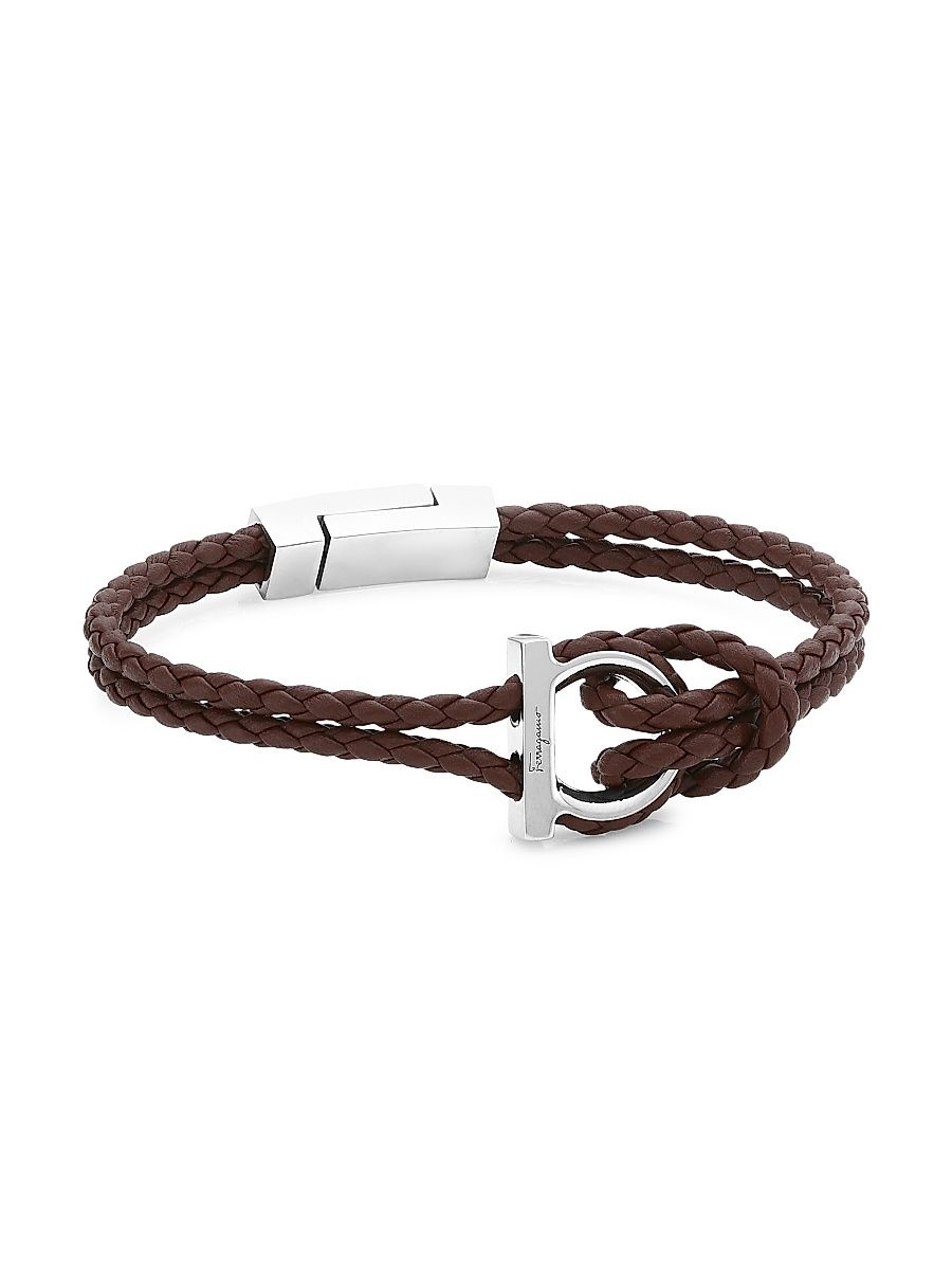Men's Braided Leather Bracelet - Bark