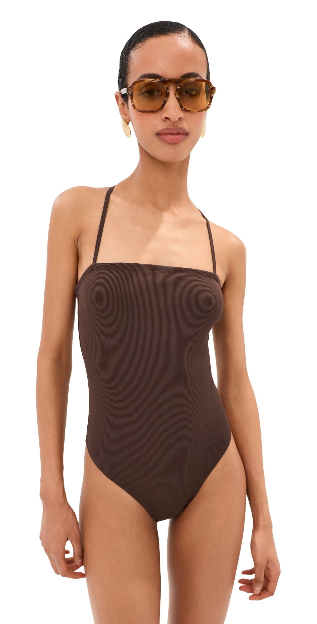 LE BOP Square Neck One Piece Shaved Chocolate M