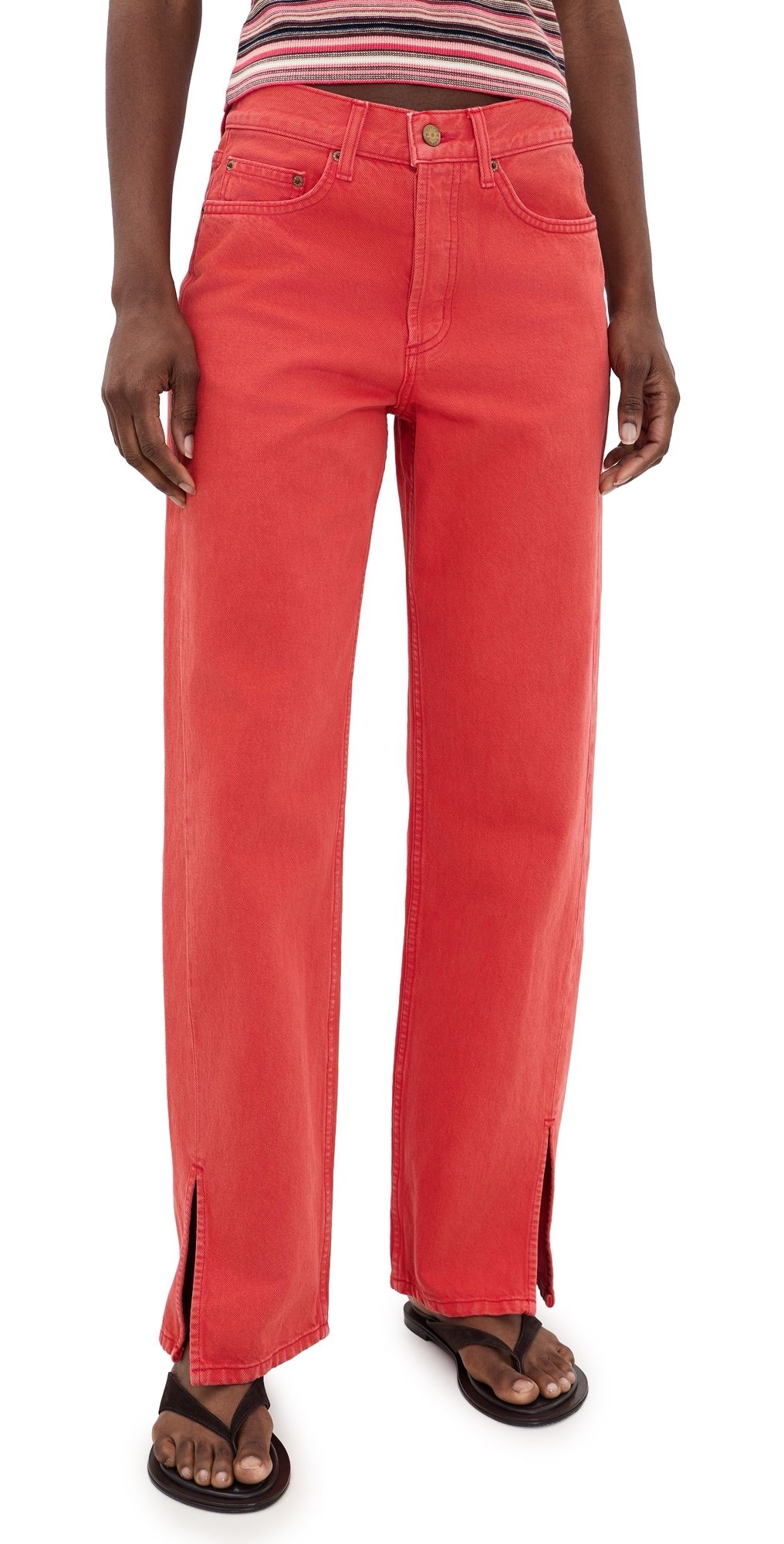 B Sides Charlot Split Hem Jeans Faded Tomato Overdye 32