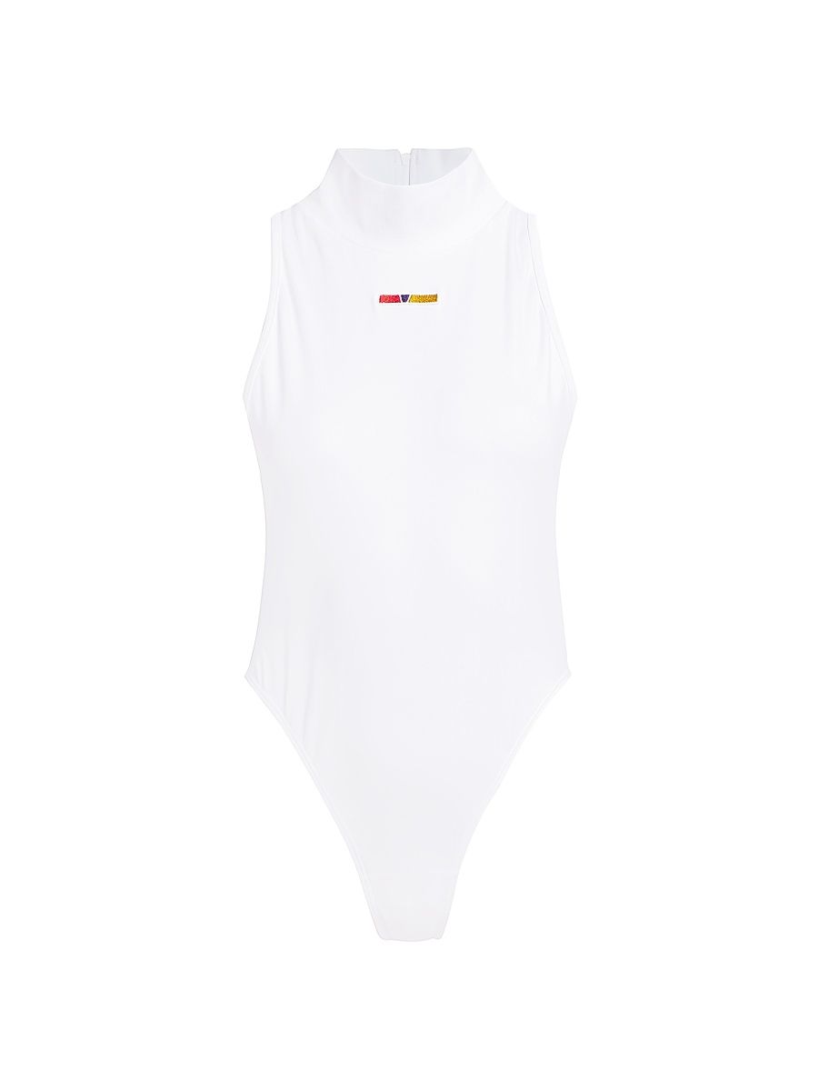 Women's Sleeveless Turtleneck Bodysuit - White - Size Small