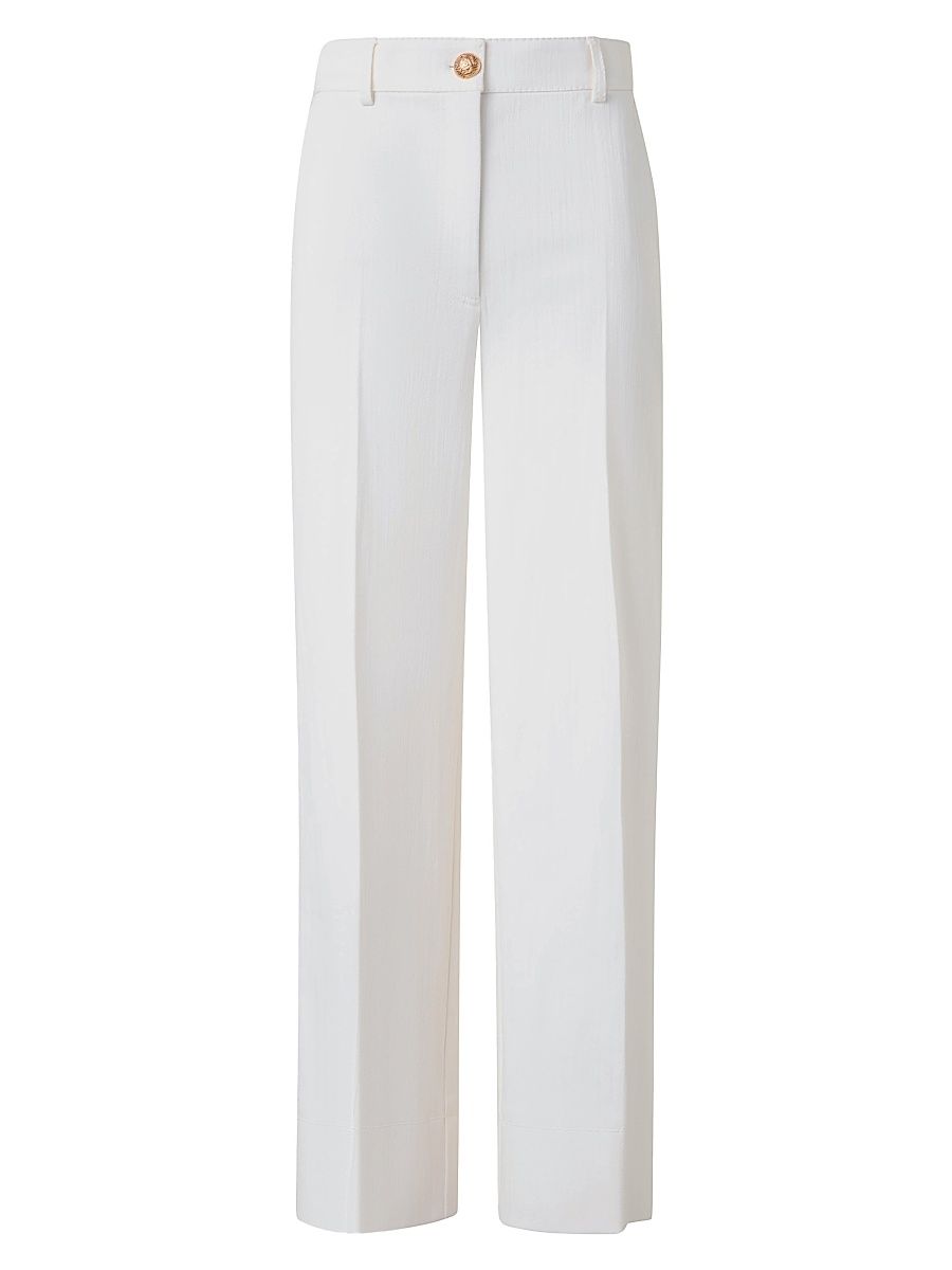 Women's Cotton Stretch-Cotton Wide-Leg Pants - Cream - Size 4
