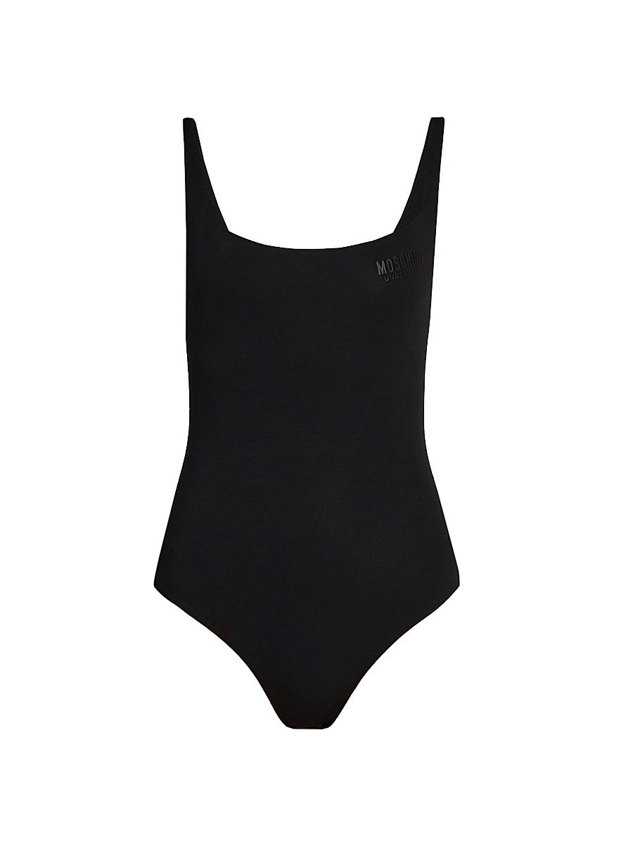 Women's Logo Stretch-Cotton Scoopneck Bodysuit - Black - Size XL