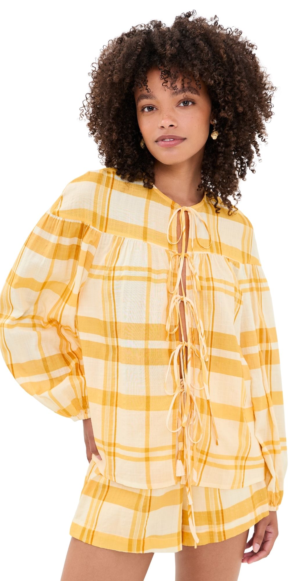Dress To Off-white Yellow Frescor Front Ties Blouse Off-White Yellow Fresco L