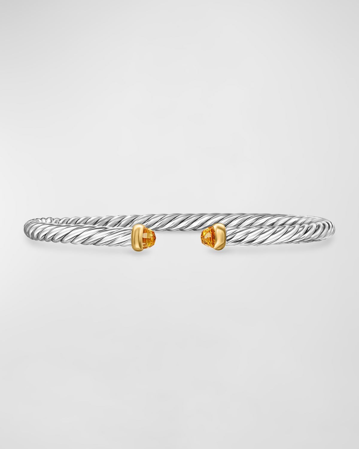 Cable Flex Bracelet with Gemstone in Silver and 14K Gold