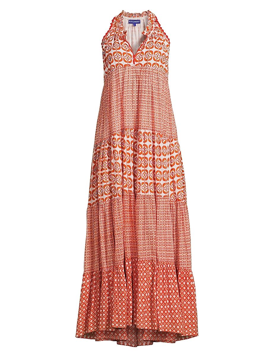 Women's Sofia Printed Cotton Maxi Dress - Red Cali - Size Large