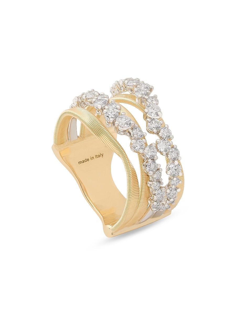 Women's Marrakech 18K Yellow & White Gold & 1.13 TCW Diamond Three-Strand Ring - Yellow Gold - Size 7
