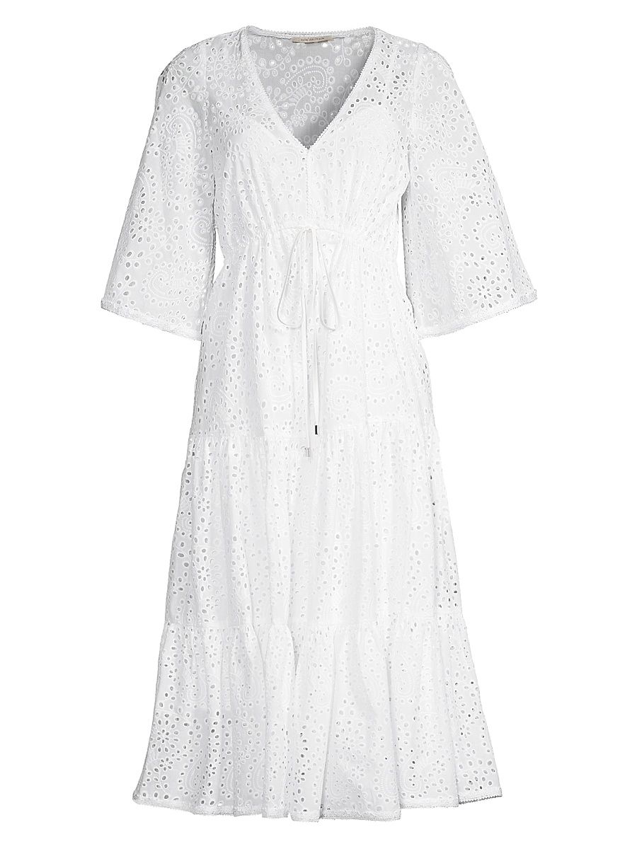Women's Liza Eyelet Midi-Dress - White - Size Medium