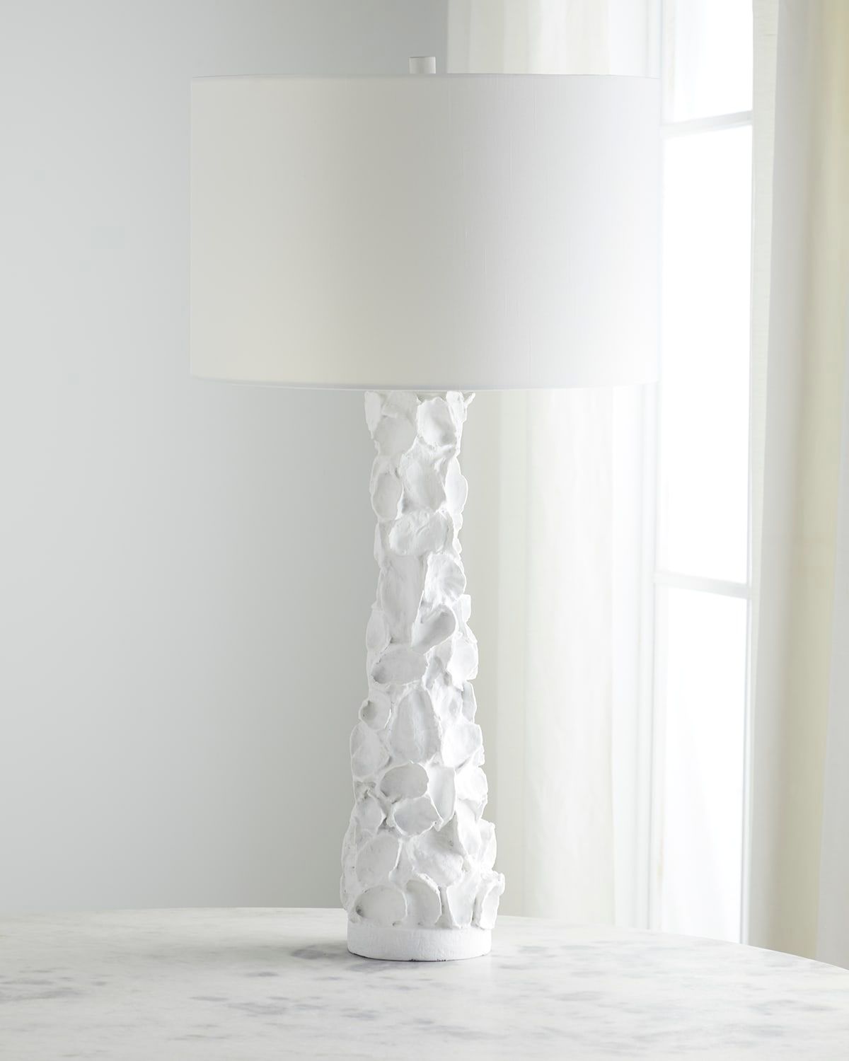 White Gesso Oyster Shell Lamp