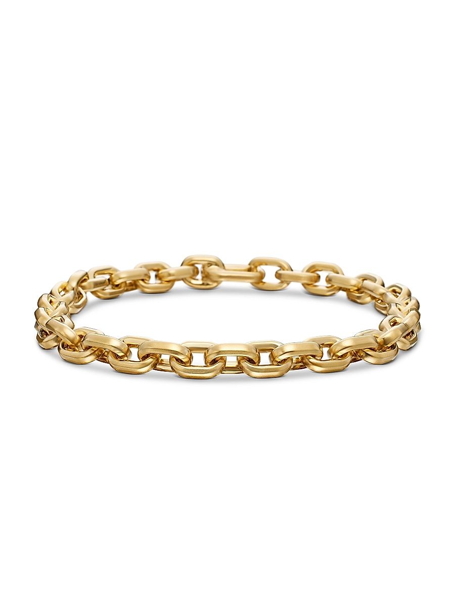 Men's Deco Chain Link Bracelet in 18K Yellow Gold, 6.5MM - Gold - Size Small