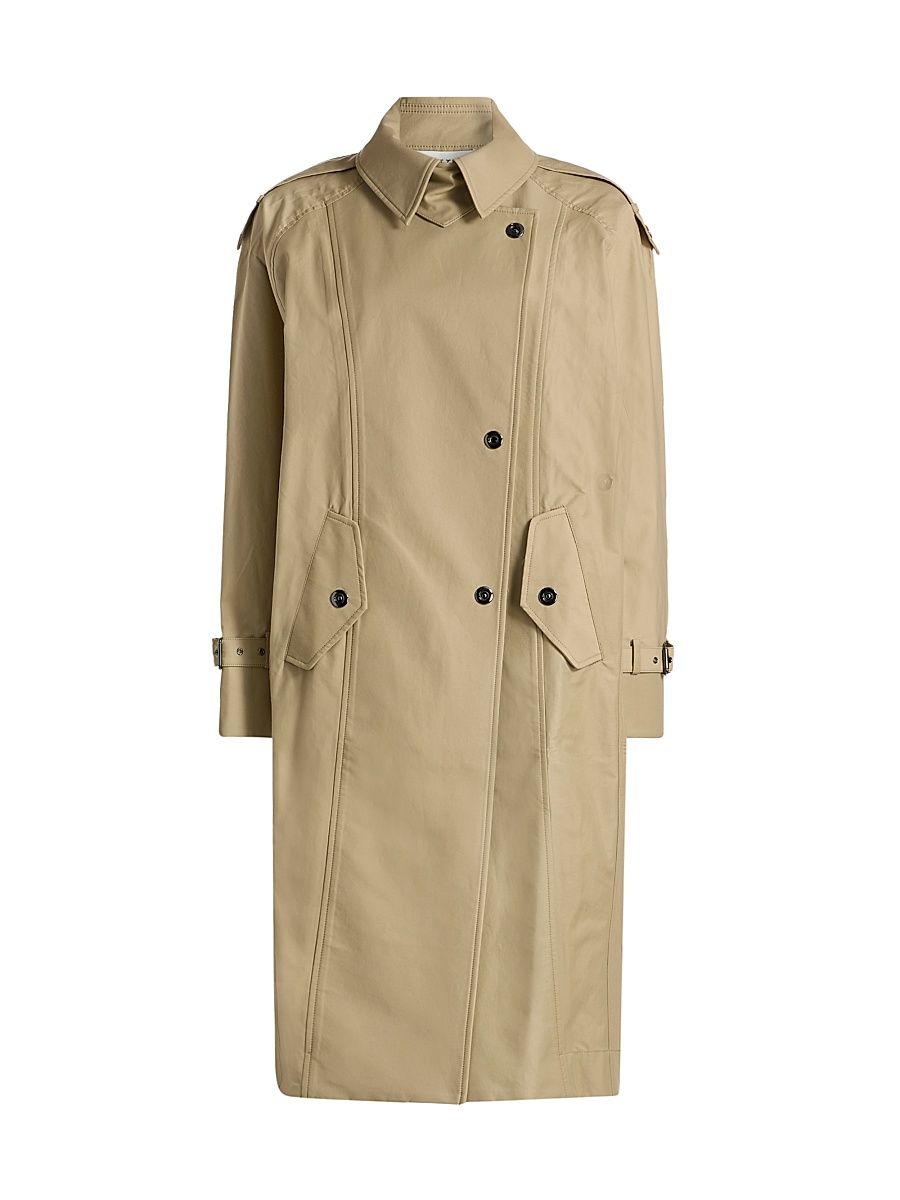 Women's Long Bogie Trench Coat - Olive - Size Large