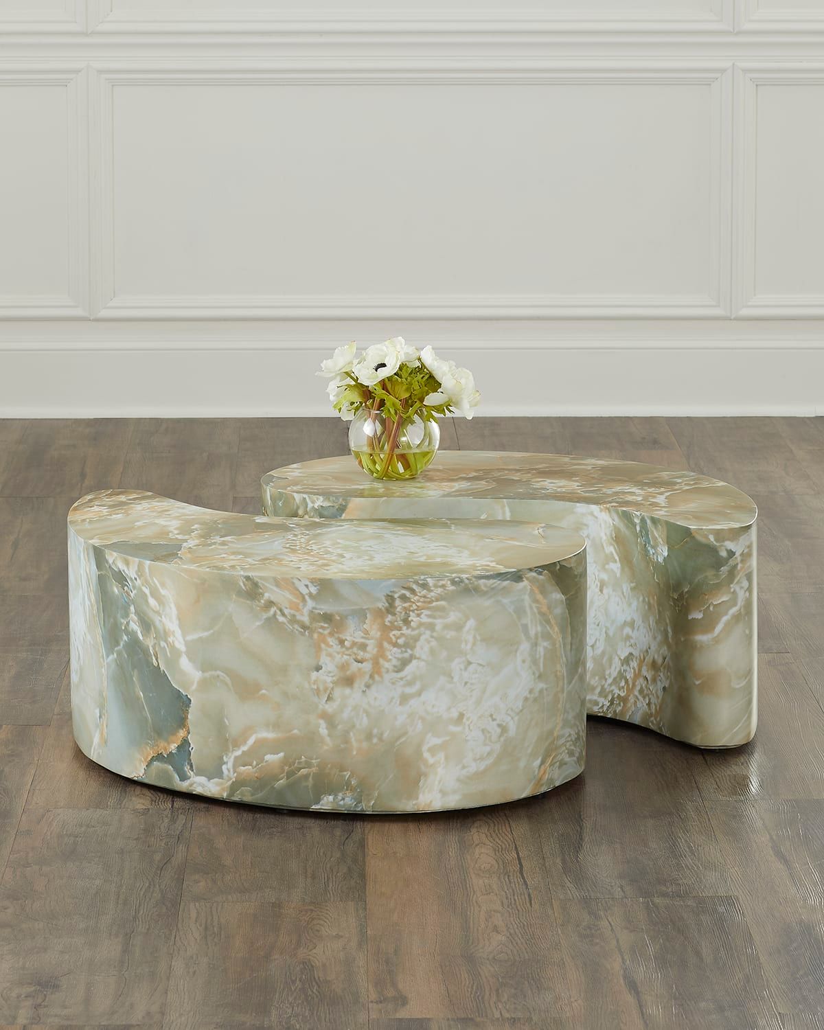 Adeline Faux Marble Coffee Tables, Set of 2