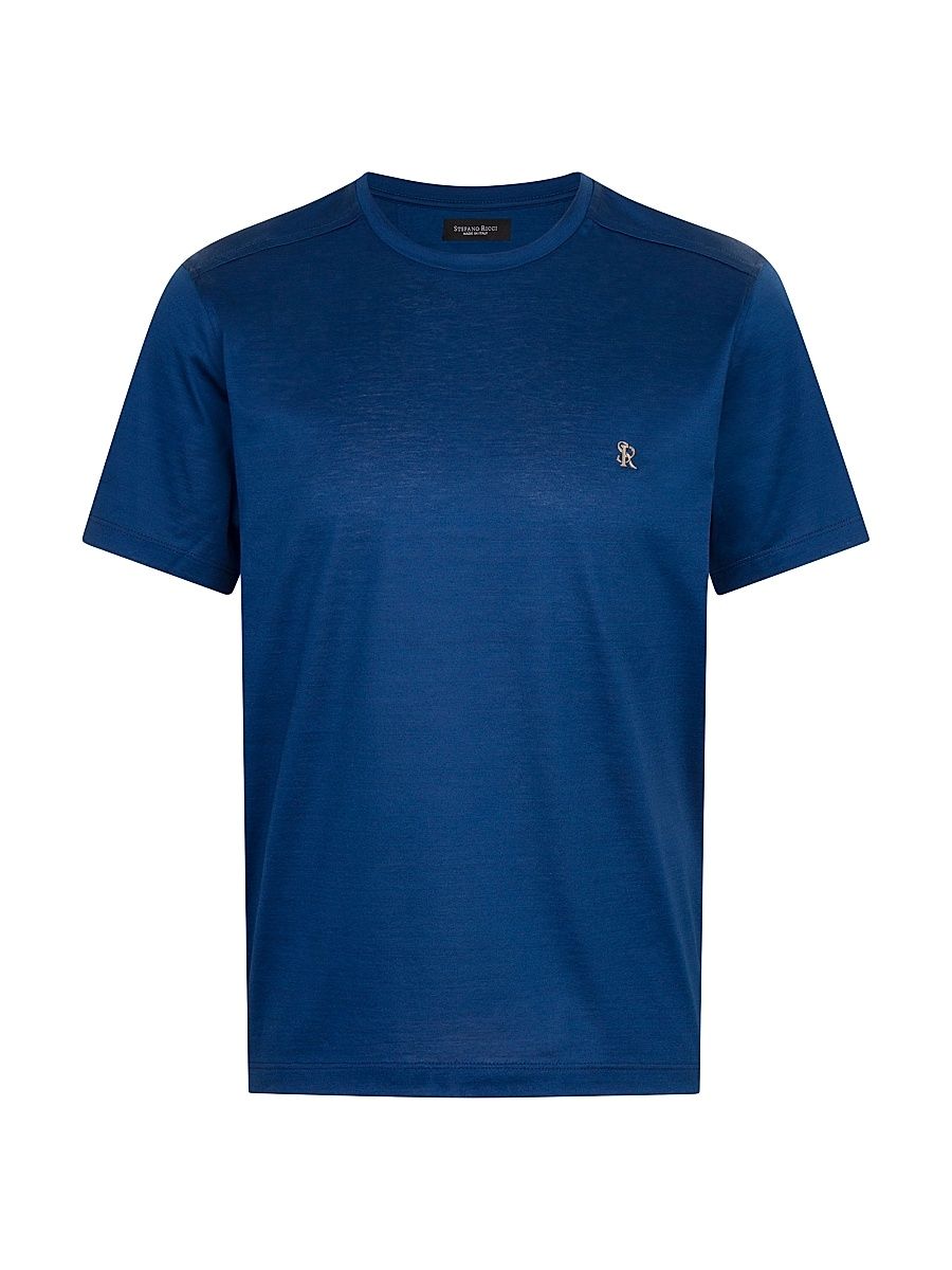 Men's Logo Cotton T-Shirt - Blue - Size XXS