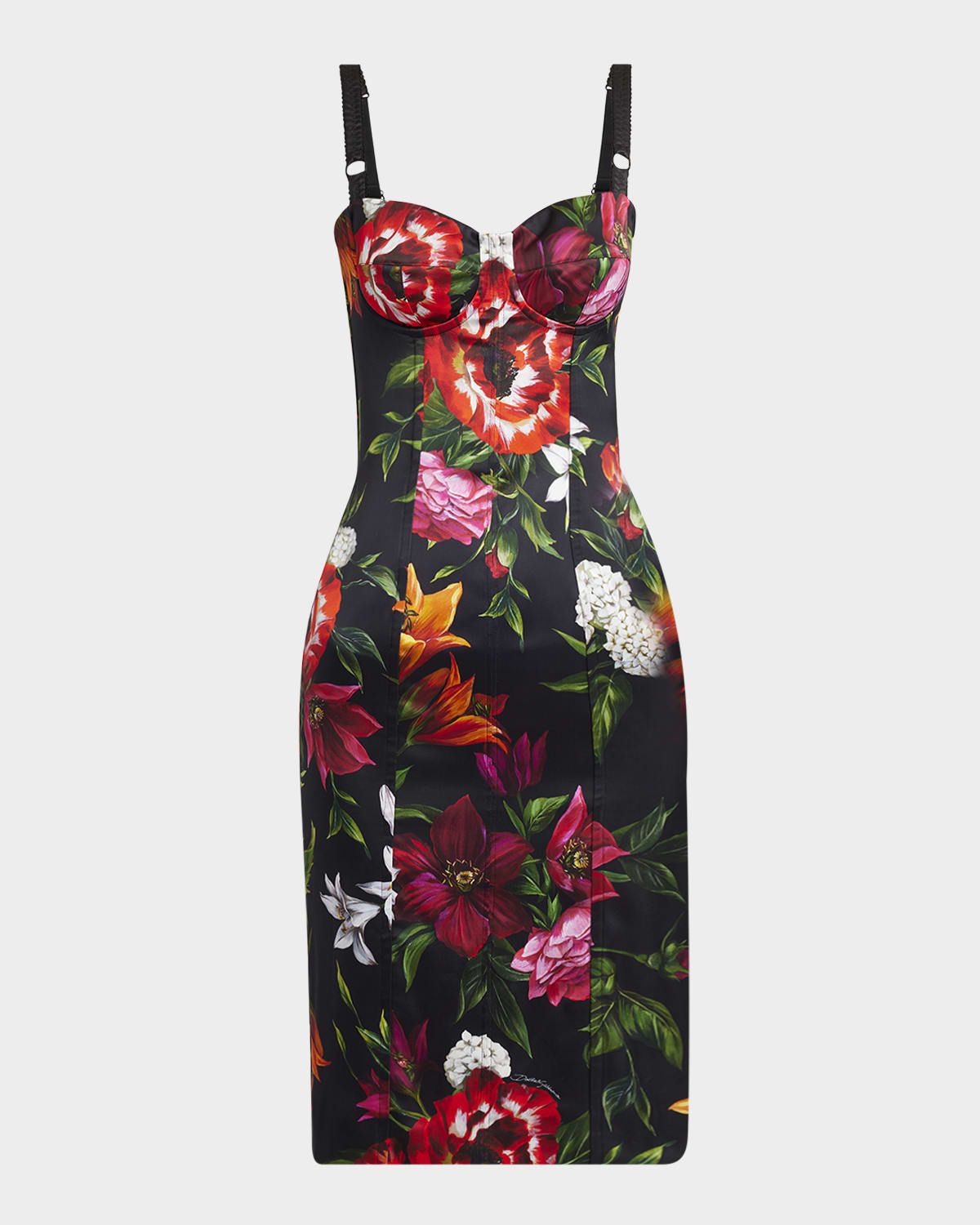 Anemone Floral Satin Bustier Dress
