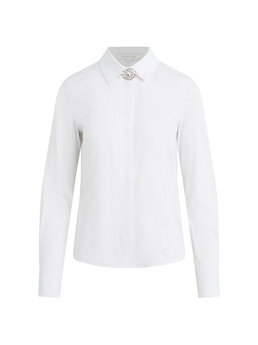 Women's The Darling Embellished Cotton-Blend Shirt - White - Size XS