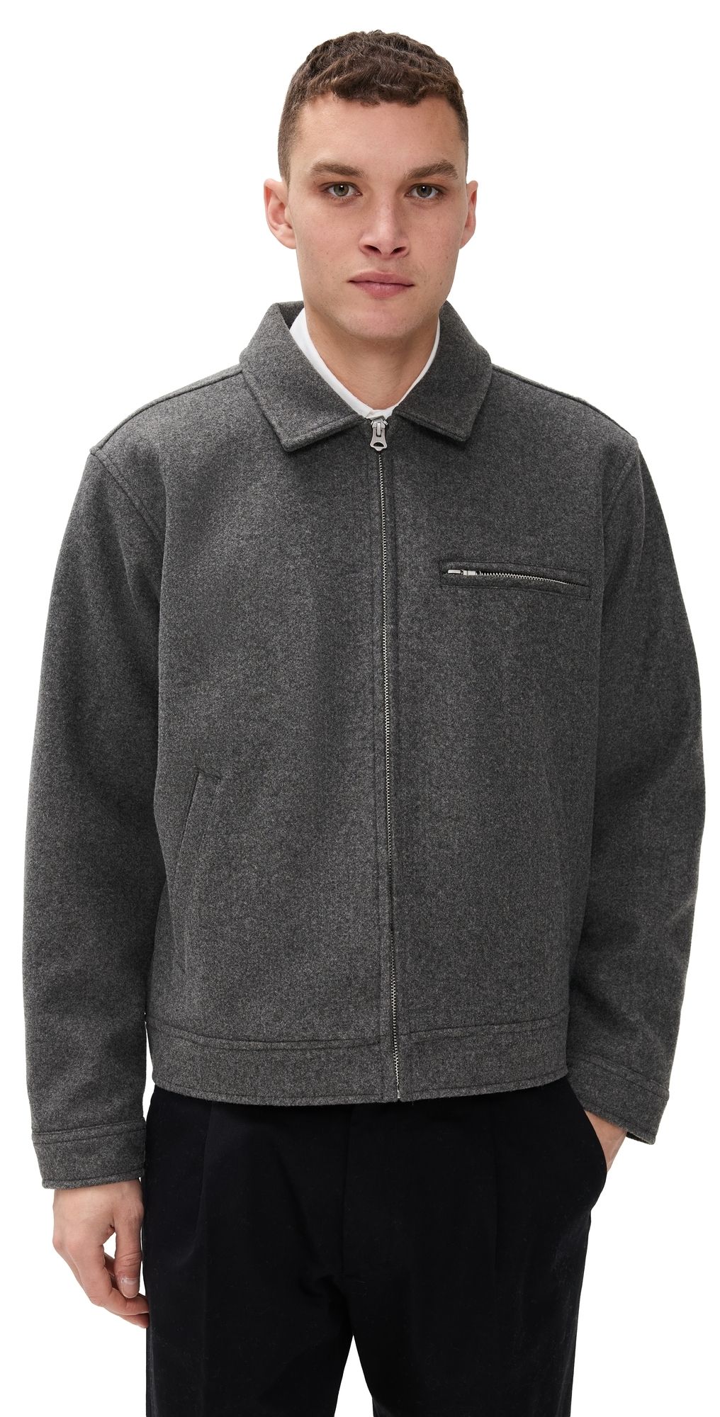 Obey Lenox Zip Up Work Jacket Dark Grey Melange S