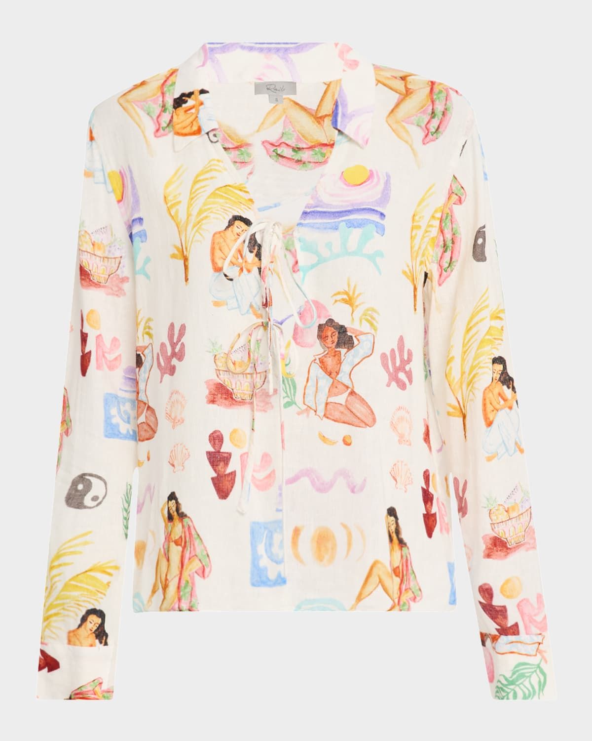 Bathing Ladies Elm Tie-Front Linen Top