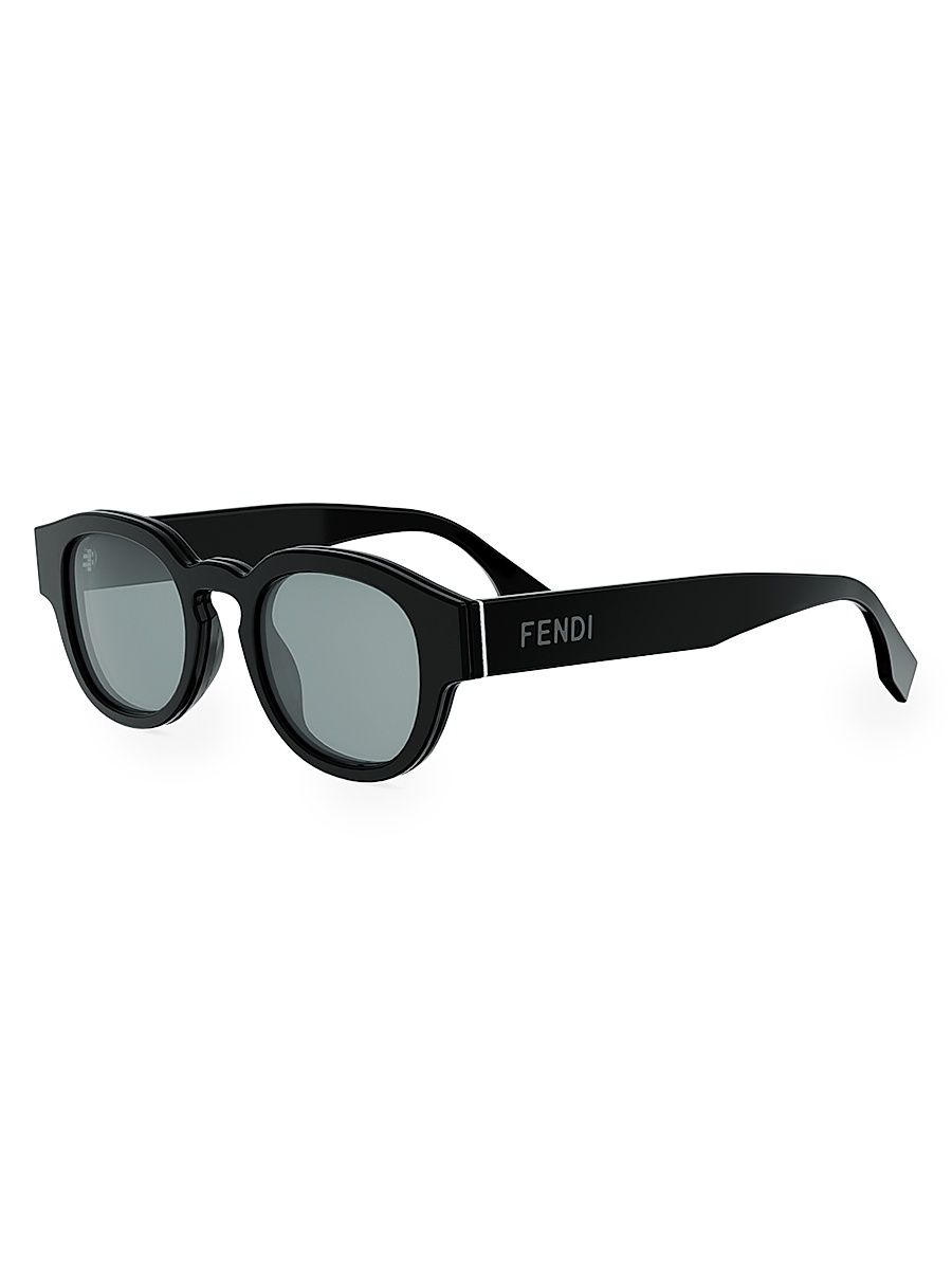 Men's Signature 48MM Round Sunglasses - Black