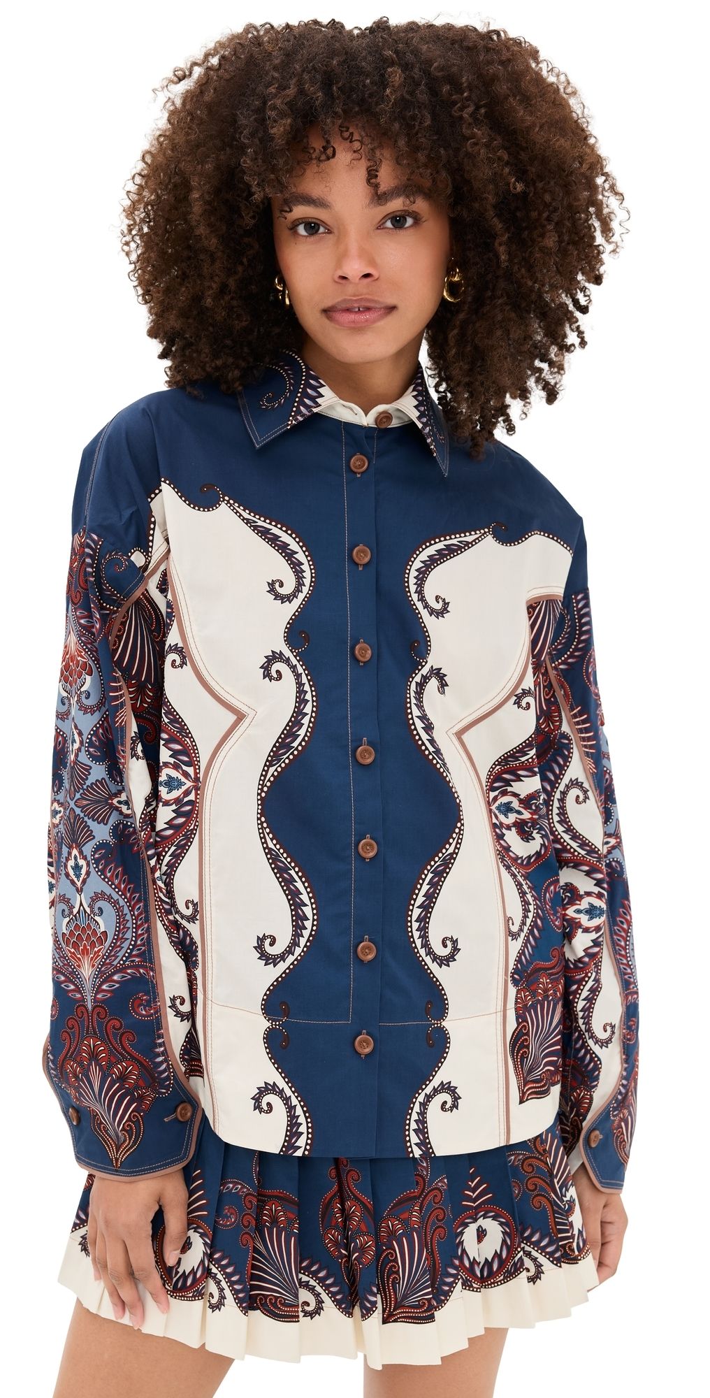 FARM Rio Arabesque Scarf Sand Long Sleeve Shirt Arabesque Scarf Sand M