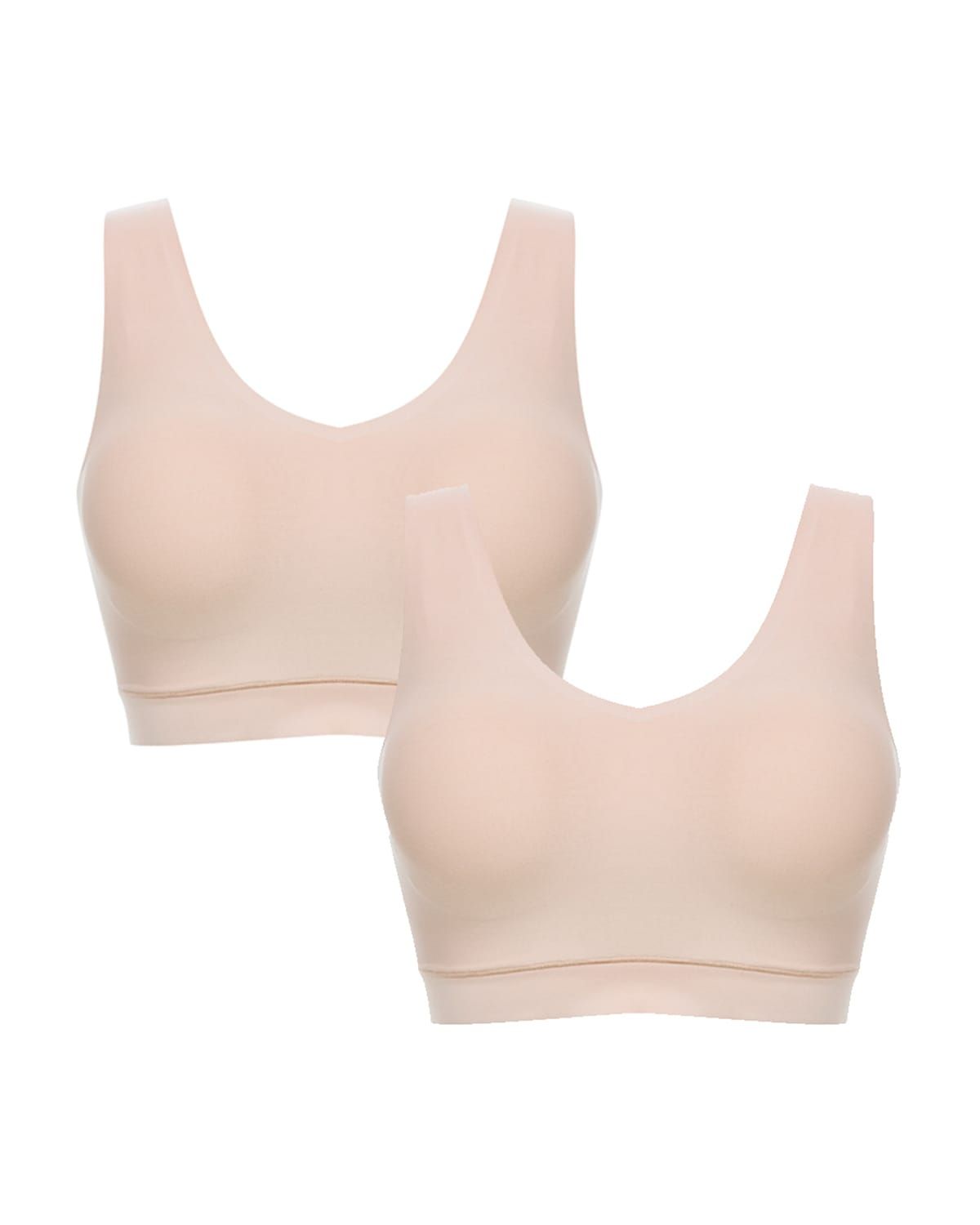 Soft Stretch Padded V-Neck Bra Top, 2-Pack