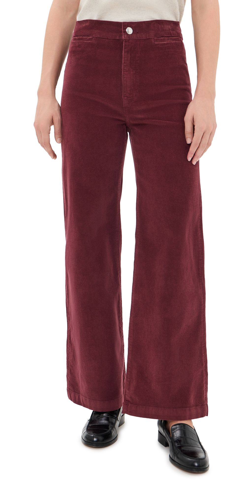 Madewell The Petite Wide Leg Corduroy Pants Smoked Claret 23
