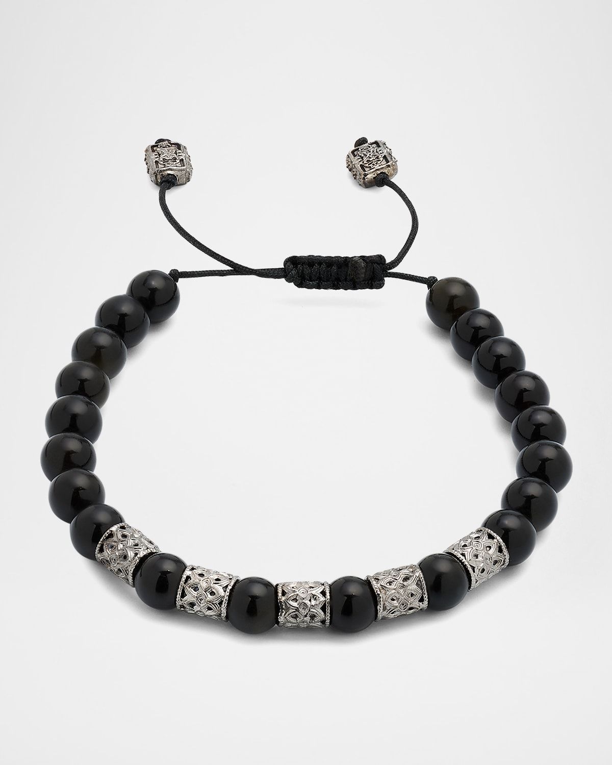 Men & apos;s Obsidian Beaded Bracelet
