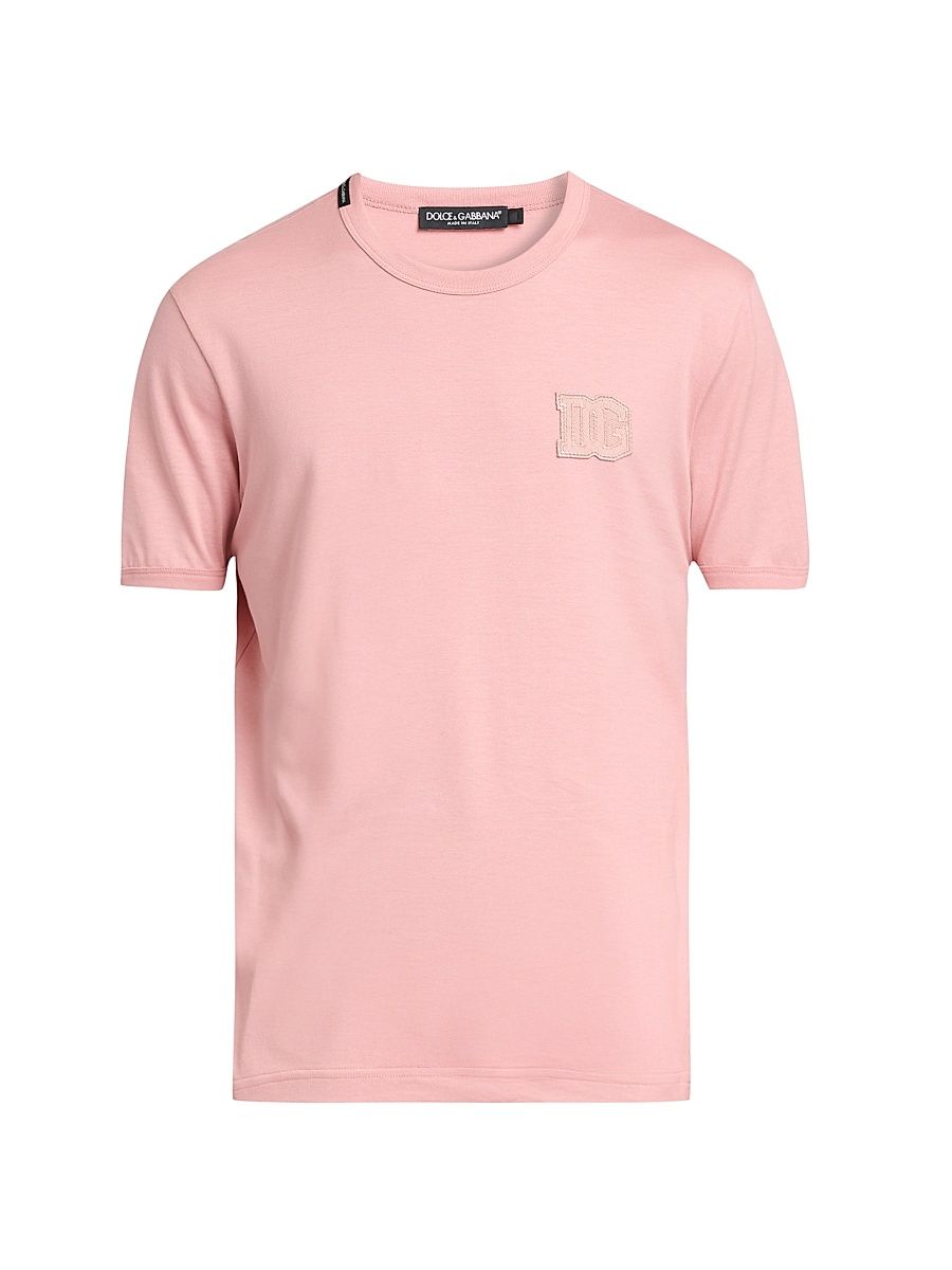Men's DG Patch Cotton Crewneck T-Shirt - Rosa Polvere Scuro - Size 46