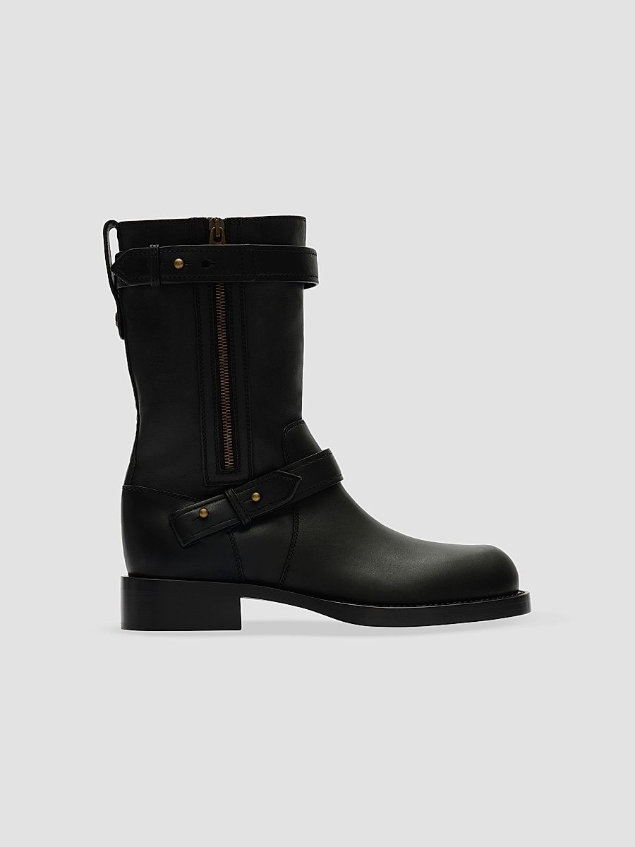 Women's Kent Leather Biker Boots - Black - Size 8