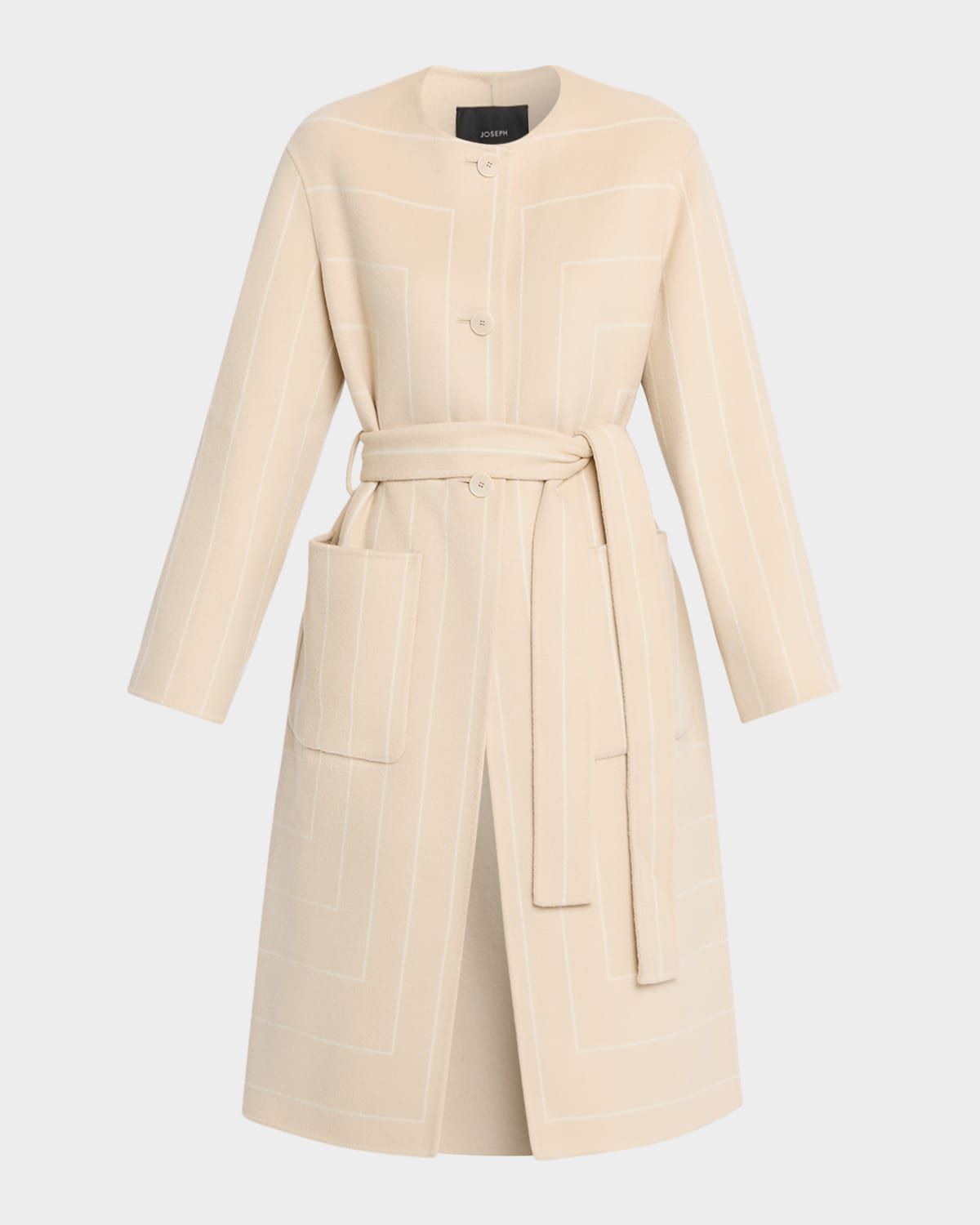 Belted Geometric Double-Face Coat