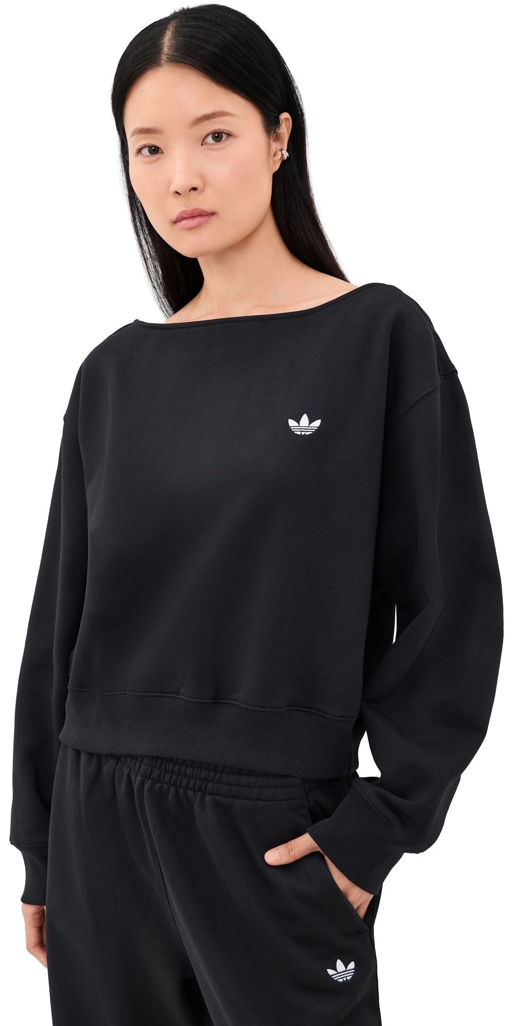 adidas Essential Fleece Crew Sweatshirt Black L