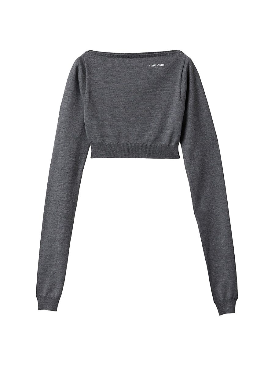 Women's Wool Boatneck Sweater - Grey - Size 6