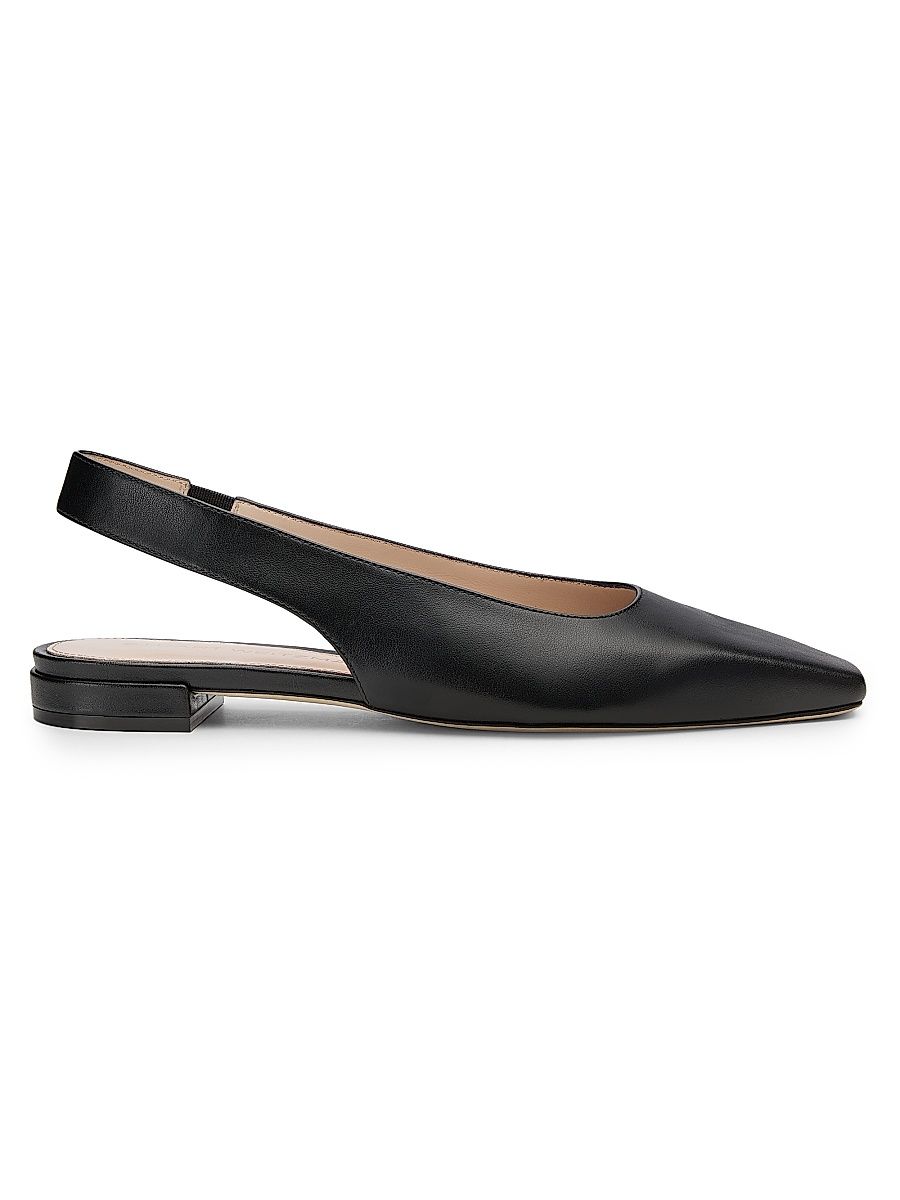 Women's Stassi Leather Slingback Flats - Black - Size 9.5