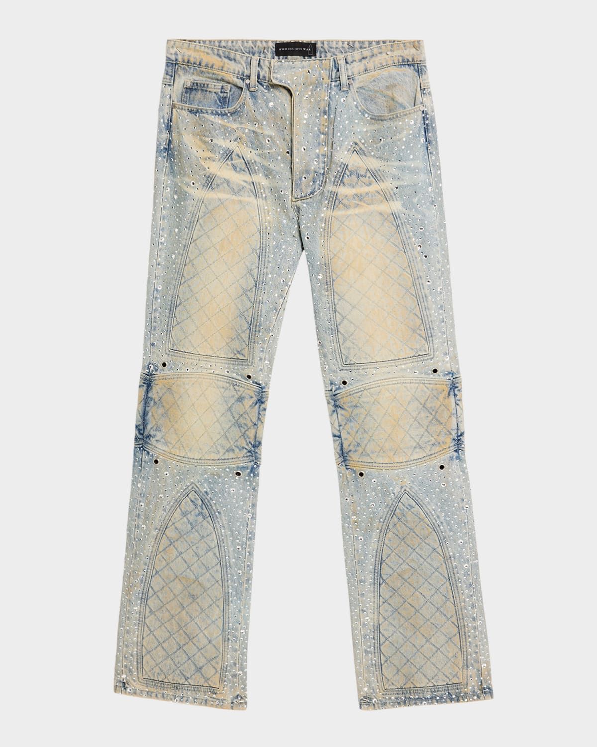 Men & apos;s Studded Moto Denim Jeans