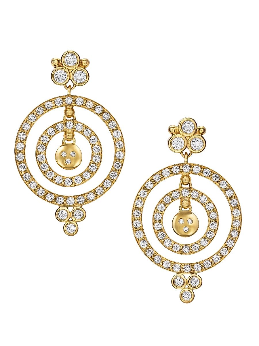 Women's Florence86 18K Yellow Gold, Moonstone, & Diamond Drop Earrings - Gold