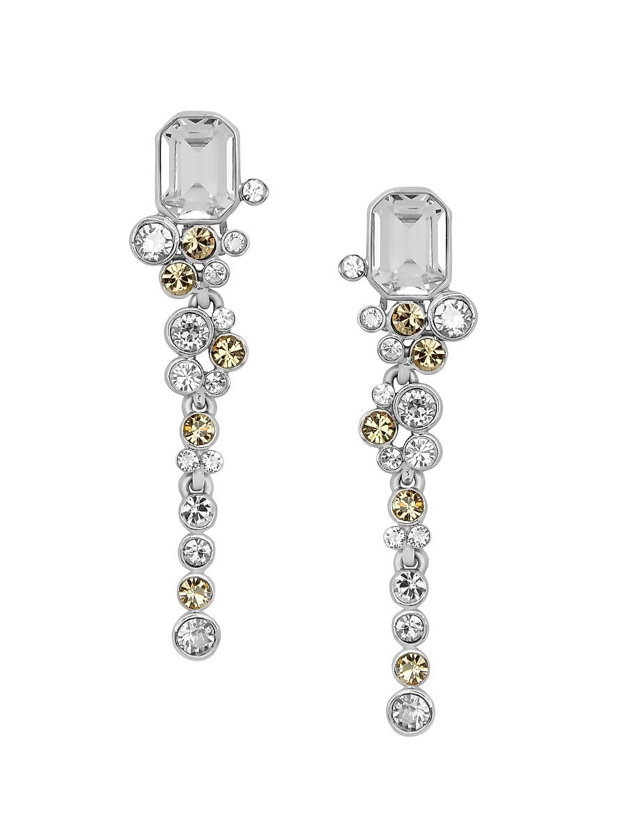 Women's Silvertone & Crystal Emerald-Cut Cluster Drop Earrings - Crystal