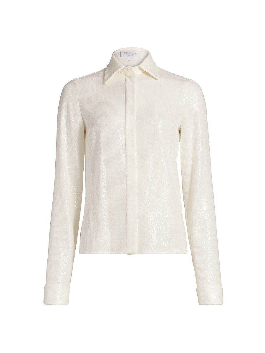 Women's Hansen Sequined Shirt - Ivory - Size 12