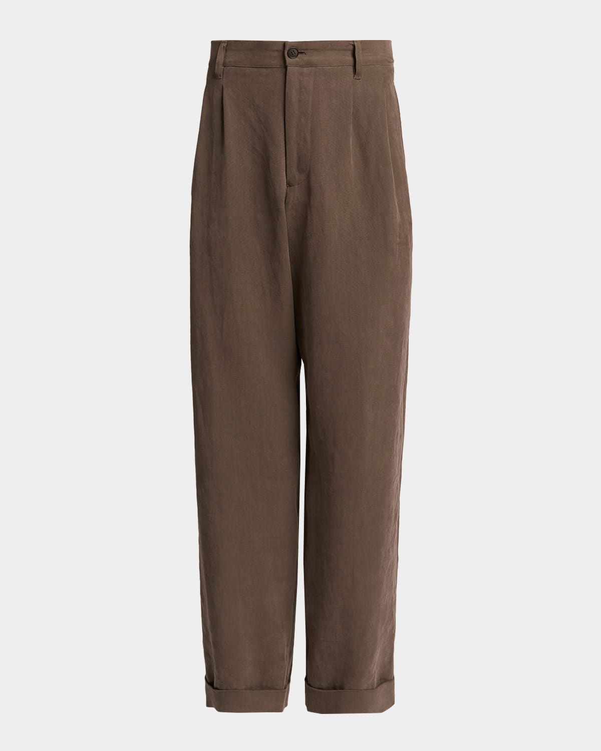 Men & apos;s Hemp Pleated Wide-Leg Pants