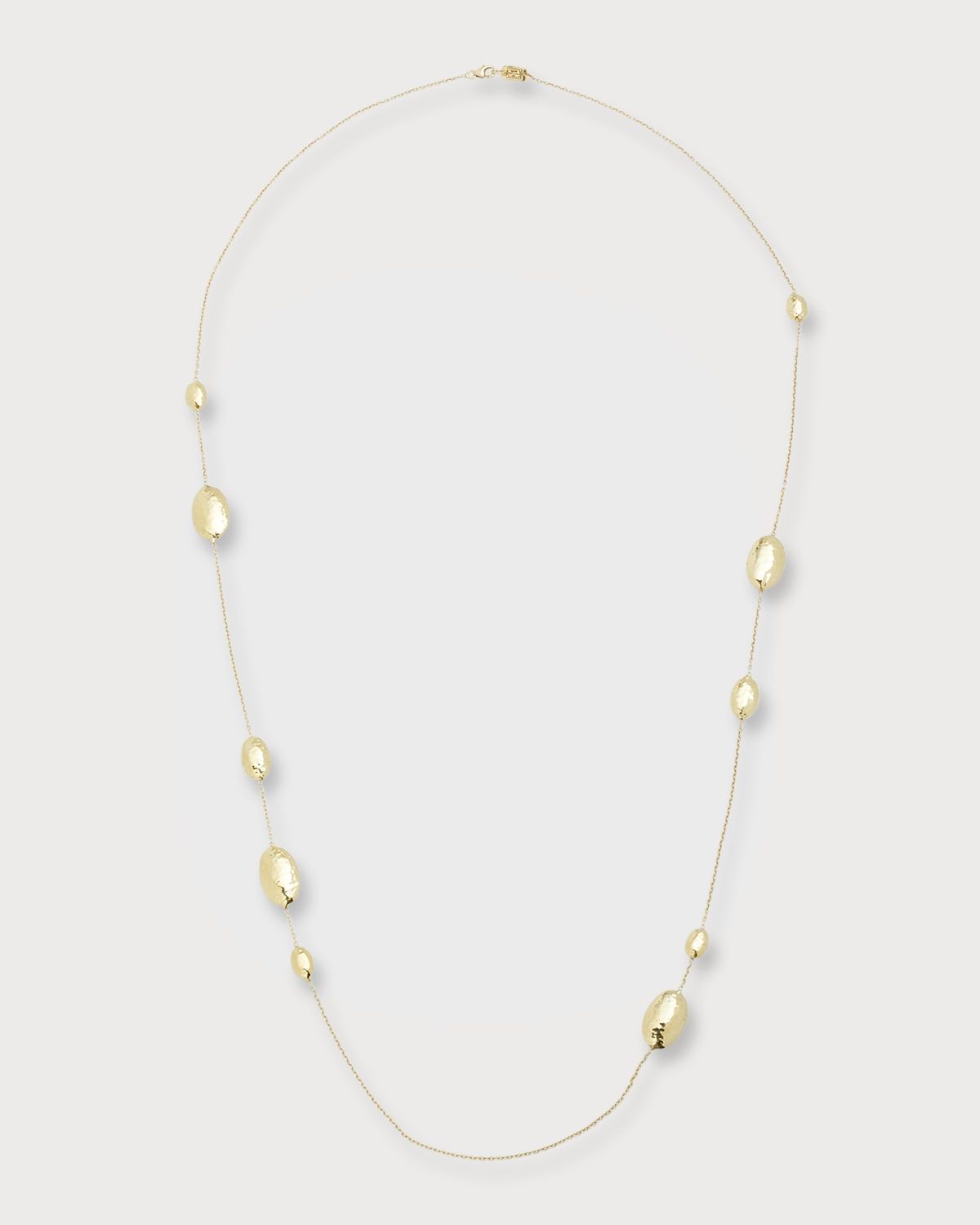 Long Hammered Multi Station Layering Necklace in 18K Gold