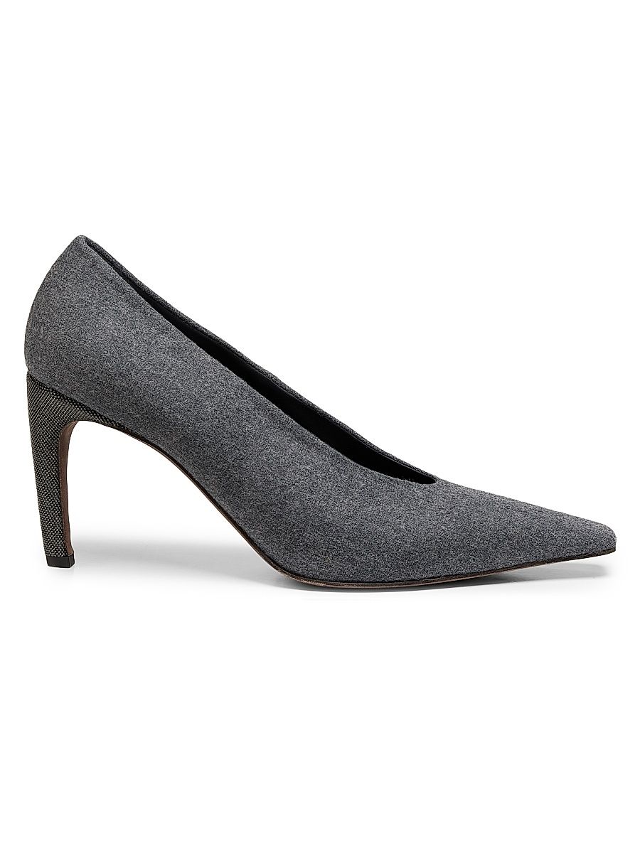 Women's 75MM Virgin Wool Pumps - Mid Grey - Size 7.5