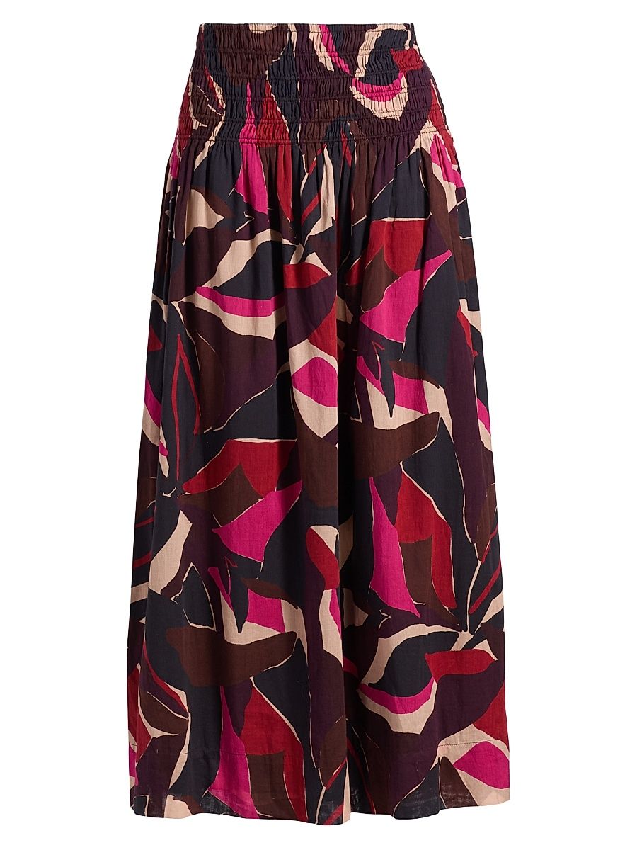 Women's Alessa Abstract Print Cotton Midi-Skirt - Paradise - Size Large