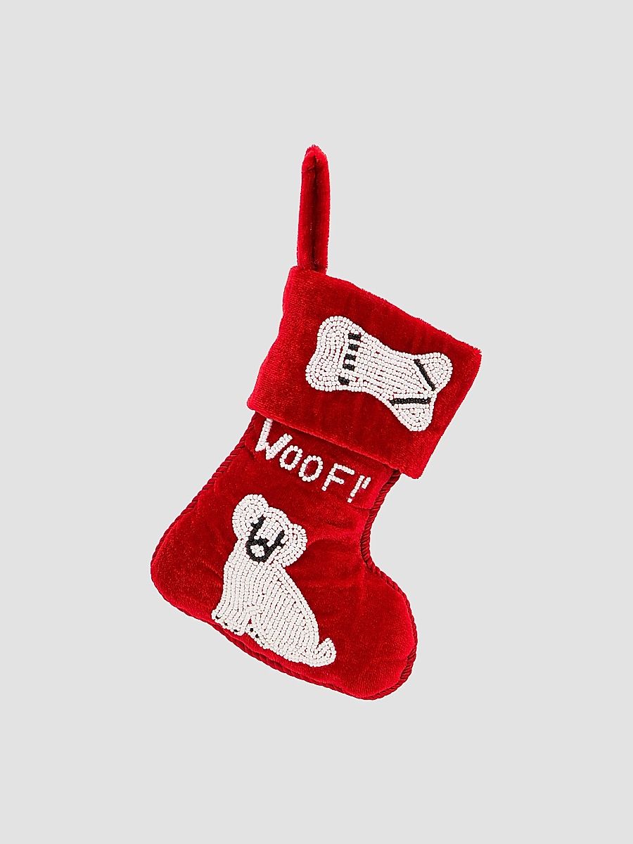 WOOF! Beaded Dog Mini Stocking